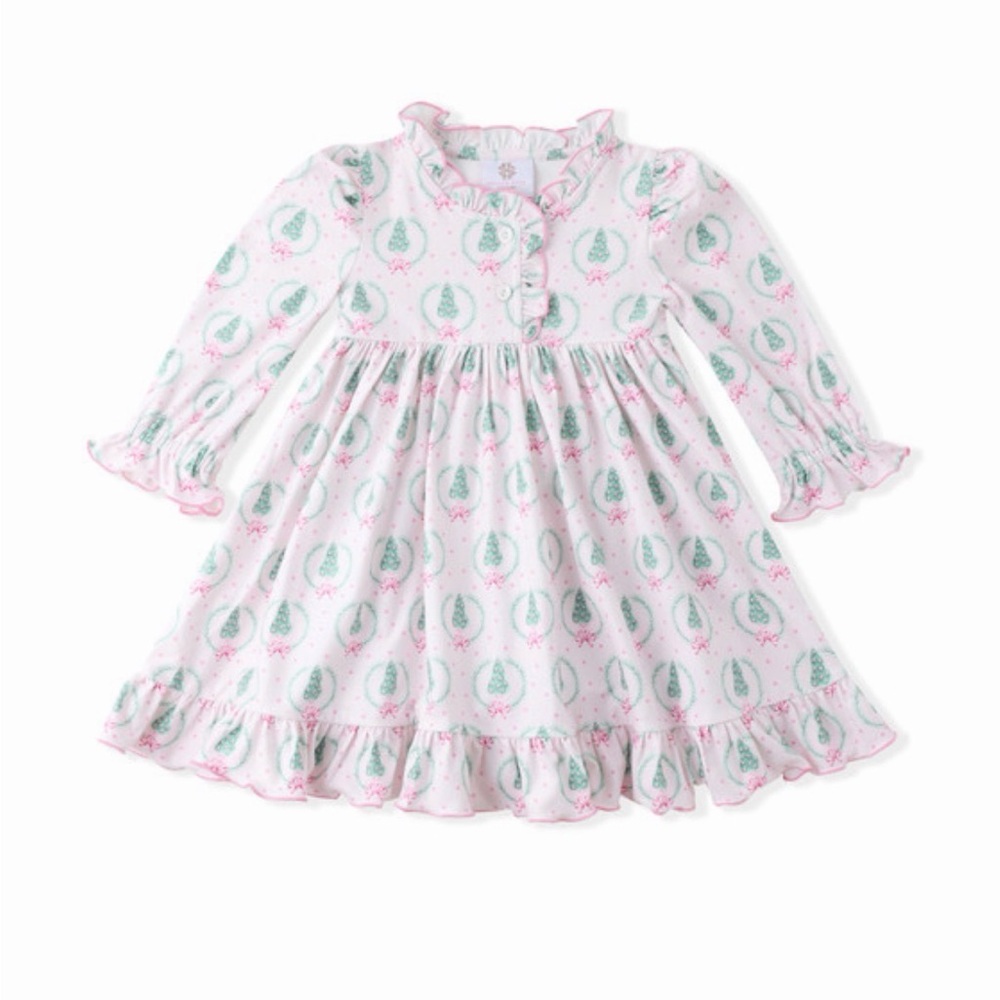 Swoon Baby Pink Christmas Trees Dress